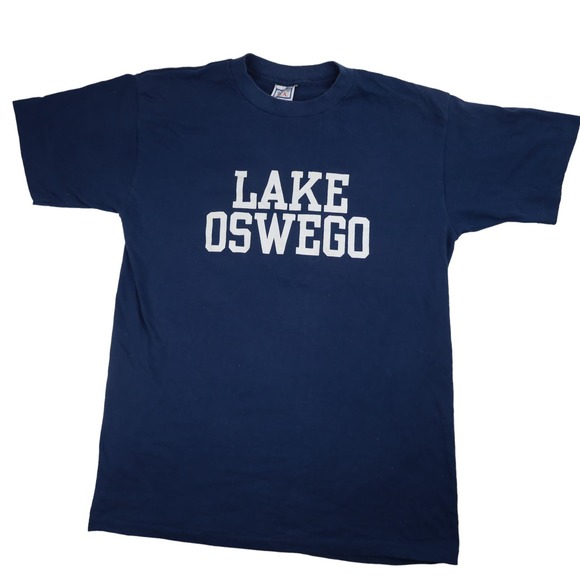 Vintage Lake Oswego Oregon Graphic Spellout T Shirt - Picture 1 of 10